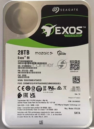 Жесткий диск HDD Seagate Exos M 28Tb 7200rpm SATA 512Mb 3.5"