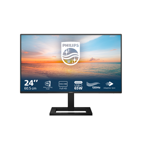 Монитор 23.8" PHILIPS 24E1N1300AE (00/01) Black (IPS, 1920x1080, HDMI+Type C, USB-Hub, 4 ms, 178°/178°, 250 cd/m, 1300:1, 100Hz, MM)