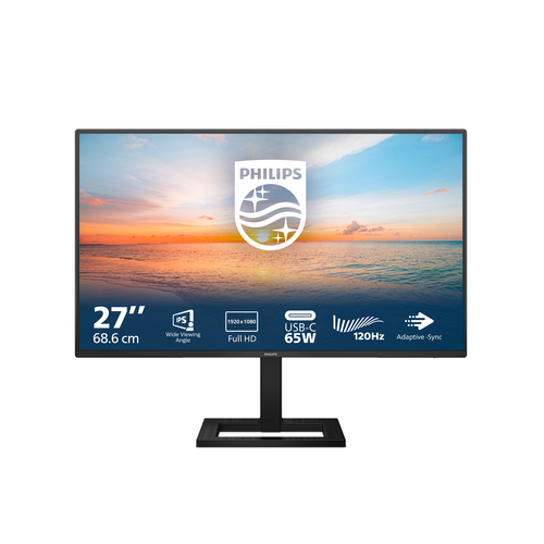 27E1N1300AE/01 - Монитор 27" PHILIPS 27E1N1300AE/01 IPS, 1920x1080, 100Hz, 1мс, 250кд/м, Угол Обзора 178/178, 1300:1, SRGB, Mega Infinity DCR, Игровой режим SmartImage, VESA 100x100, 1xHDMI 1xUSB Type-C, Колонки 2x2W, Наклон -5°/20° градусов, Регулировка по высоте 100мм, Черный