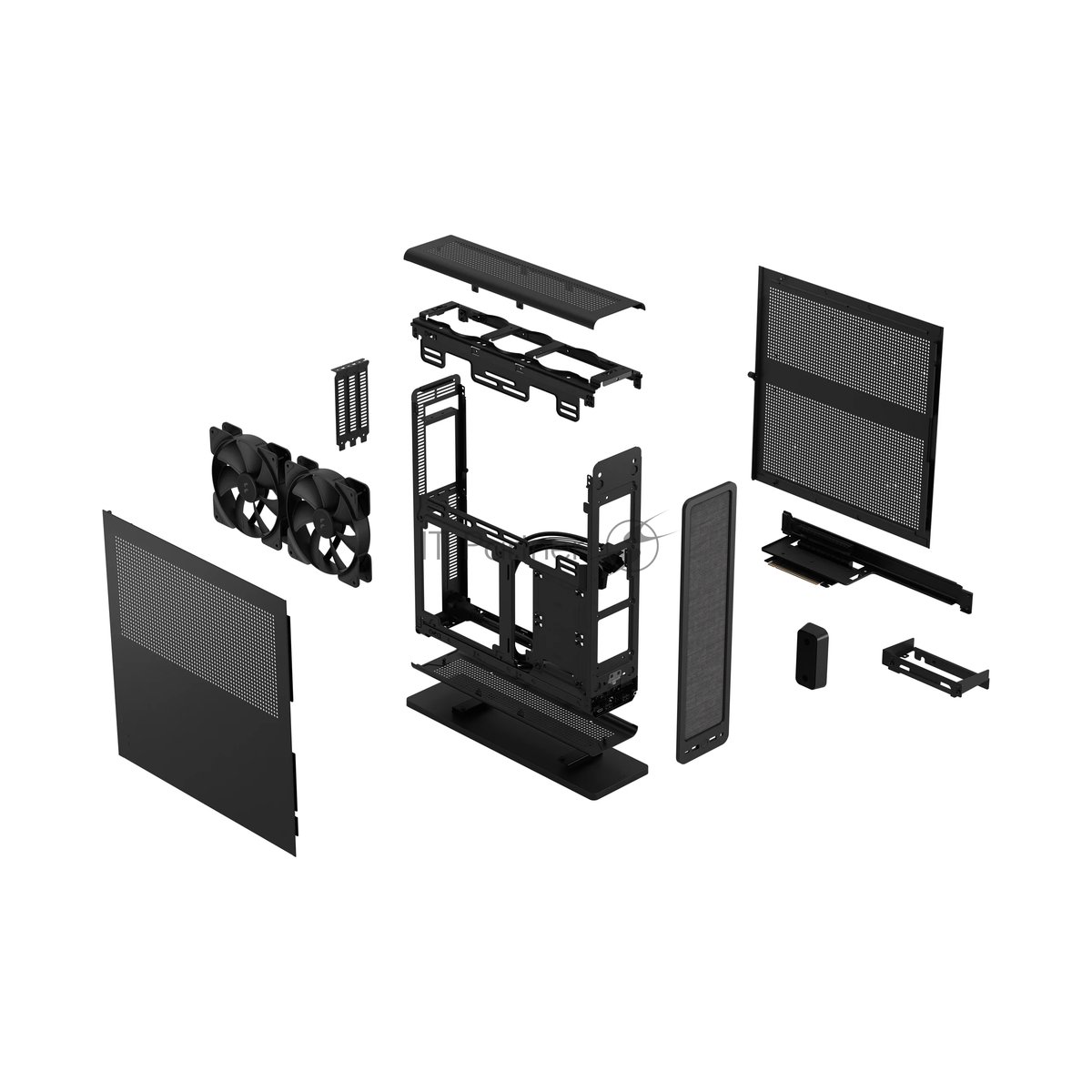 Корпус без блока питания Fractal Design Ridge, 2x140mm, 2xUSB-A 3.2 + 1xUSB 3.2 Type-C, SFX PSU Support, mITX Black