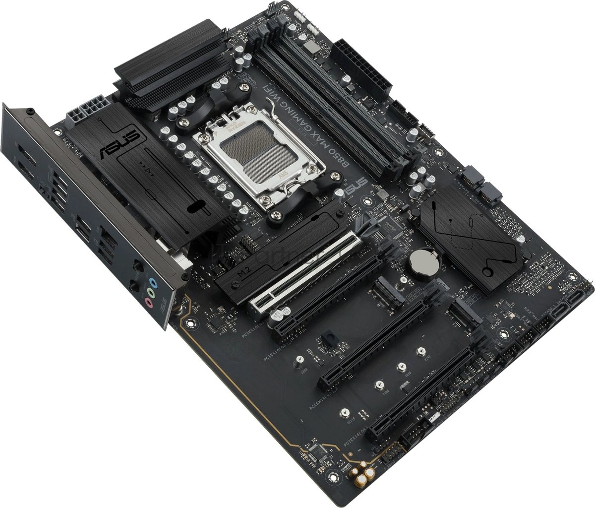 Материнская плата ASUS B850 MAX GAMING WIFI, AM5, AMD B850, 4xDDR5, 4xSATA, 3xM.2, 1xPCIe 5.0 x16, 1xPCIe 4.0 x16, 2xPCIe 3.0 x16, 1xHDMI, 1xDisplayPort, 1x 2.5Gb LAN, 4xUSB 3.2 Gen2, 2xUSB 3.2 Gen1, 2xUSB 2.0, 3x3.5 мм, 7.1, ATX