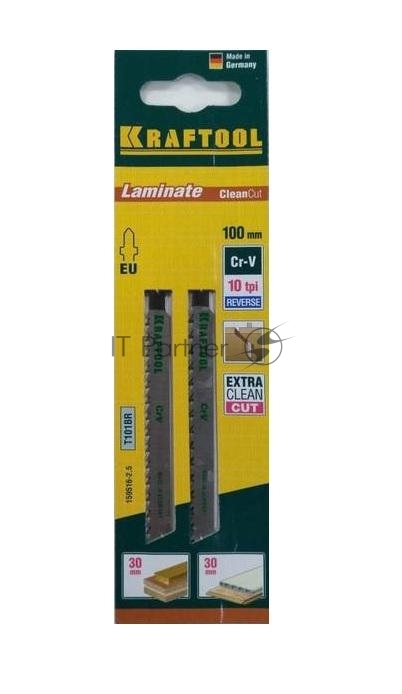 Пилки для лобзика KRAFTOOL 159516-2,5  CrV по дер,фанере,лам. обр.рез EUхвост. шаг2.5мм 75мм 2шт.