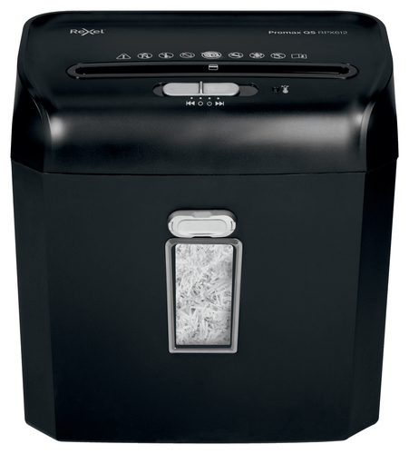 2104579EU Шредер Rexel Promax QS 6/12 X EU черный (секр.P-4) фрагменты 6лист.  12лтр.  скрепки  скобы пл.карты