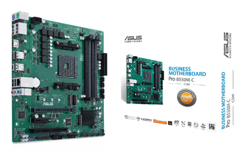 Материнская плата ASUS PRO B550M-C/CSM, AM4, AMD B550, 4xDDR4, 4xSATA, 2xM.2, 1xPCIe 4.0 x16, 1xPCIe 4.0 x4, 1xHDMI, 2xDP, 1x1Gb LAN, 1xUSB-C 10Gbps, 1xUSB-A 10Gbps, 2xUSB-A 5Gbps, 2xUSB-A 2.0, 3x3.5 мм, 7.1, mATX