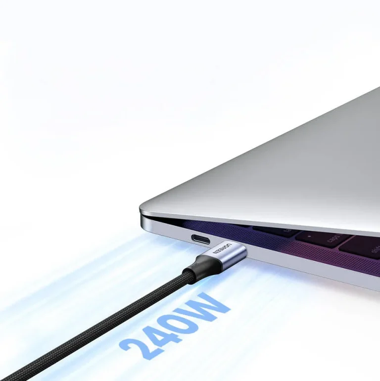 90440 Кабель UGREEN US535 (90440) USB-C to USB-C 240WPD Fast Charging Cable в оплетке. Длина: 2  м.  Цвет:  серый космос