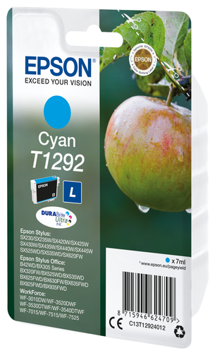 Картридж струйный Epson T1292 (C13T12924012/C13T12924011/C13T12924010) голубой (7 мл) для SX420/425/525WD/B42WD/BX320FW/BX625WFD