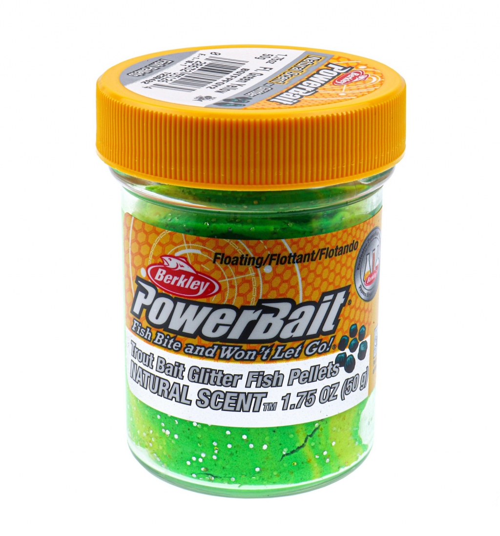 Форелевая паста Berkley Natural Scent Glitter Trout Bait Fish Pellets Fluorescent Green Yellow Рыбный пеллетс цв флуорисцентный зелено-желтый с блеском SAP-1239482