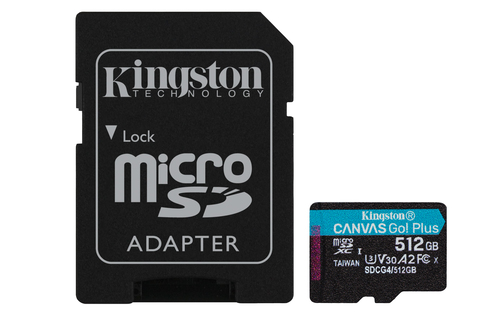 Карта памяти Kingston  512GB microSDXC Canvas Go Plus Gen4 200MB/s A2 U3 V30 Card + ADP/ Kingston 512GB microSDXC Canvas Go Plus Gen4 200MB/s A2 U3 V30 Card + ADP