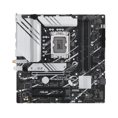 Материнская плата Asus - PRIME B760M-A WIFI D4, mATX, Intel B760, 1xLGA 1700, 4xDDR4 до 128ГБ, 1x2.5GbE, audio, M.2, Wi-Fi, Bluetooth, HDMI, DP, 1xPS/2, 4xSATA, 4xUSB2.0, 2xUSB3.2, PRIME B760M-A WIFI D4