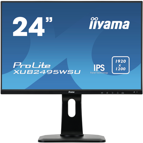 Монитор Iiyama 24.1" ProLite XUB2495WSU-B1 черный IPS LED 5ms 16:10 HDMI M/M матовая HAS Pivot 5000000:1 300cd 178гр/178гр 1920x1200 D-Sub DisplayPort FHD USB 6.6кг