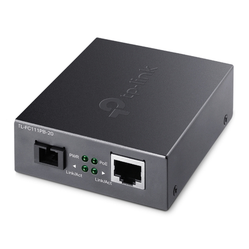 TP-Link FC111PB-20 WDM медиаконвертер с PoE‑портом RJ45 10/100 Мбит/с и разъёмом SC 100 Мбит/с для одномодового двуна