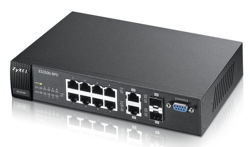 Zyxel ES3500-8PD 8-port управляемый коммутатор L2+ Fast Ethernet с 2portми Gigabit Ethernet совмещенными с SFP-слотами