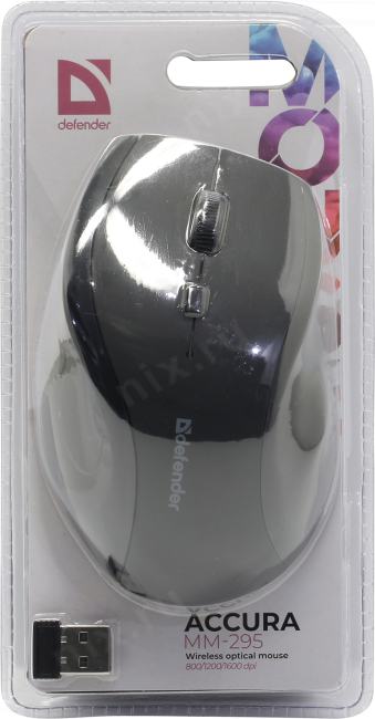 Defender Accura Wireless Optical Mouse <MM-295> (RTL)  USB 6btn+Roll <52295>