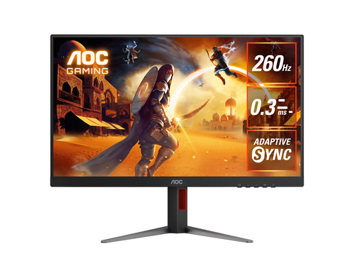 Монитор 27" AOC Q27G4Z IPS 2560x1440, 260 Гц, 1 мс, 16:9, 350 кд/м², HDMI 2.0, DP 1.4, 3.5 Jack, FreeSync, Flicker-Free, VESA 100x100, черный/красный