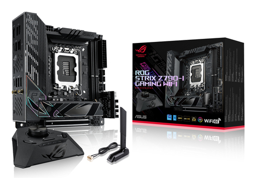 Материнская плата ASUS ROG STRIX Z790-I GAMING WIFI, LGA 1700, Intel Z790, 2xDDR5, 2xSATA, 2xM.2, 1xPCIe 5.0 x16, 1xHDMI, 2xUSB Type-C, 1x 2.5Gb LAN, 1xUSB-A 3.2 Gen 2, 3xUSB-A 3.2 Gen 1, 3xUSB-A 2.0, 2x3.5 мм, 7.1, Mini-ITX