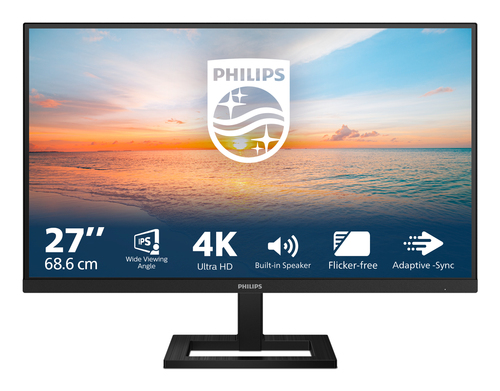 Монитор 27&quot, PHILIPS 27E1N1800AE Black (3840x2160(UHD 4K) IPS, nonGLARE, 60 Hz, 350 cd/m2, H178°/V178°, 1000:1, 1.07B, 4ms, 2xHDMI, DP, Height adj, Tilt, Speakers, 3Y)