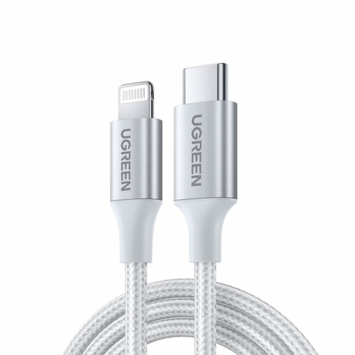 Кабель UGREEN US304 (70523) USB-C to Lightning M/M Cable Aluminum Shell Braided. Длина 1 м. Цвет: серебристый
