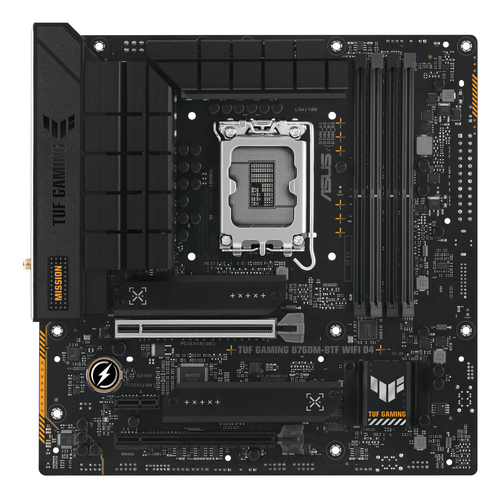 Материнская плата ASUS TUF GAMING B760M-BTF WIFI D4 LGA1700 mATX 4xDDR4 2xPCIEx16 PCIEx1 3xM.2 DP HDMI 2.5GLAN WiFi 6