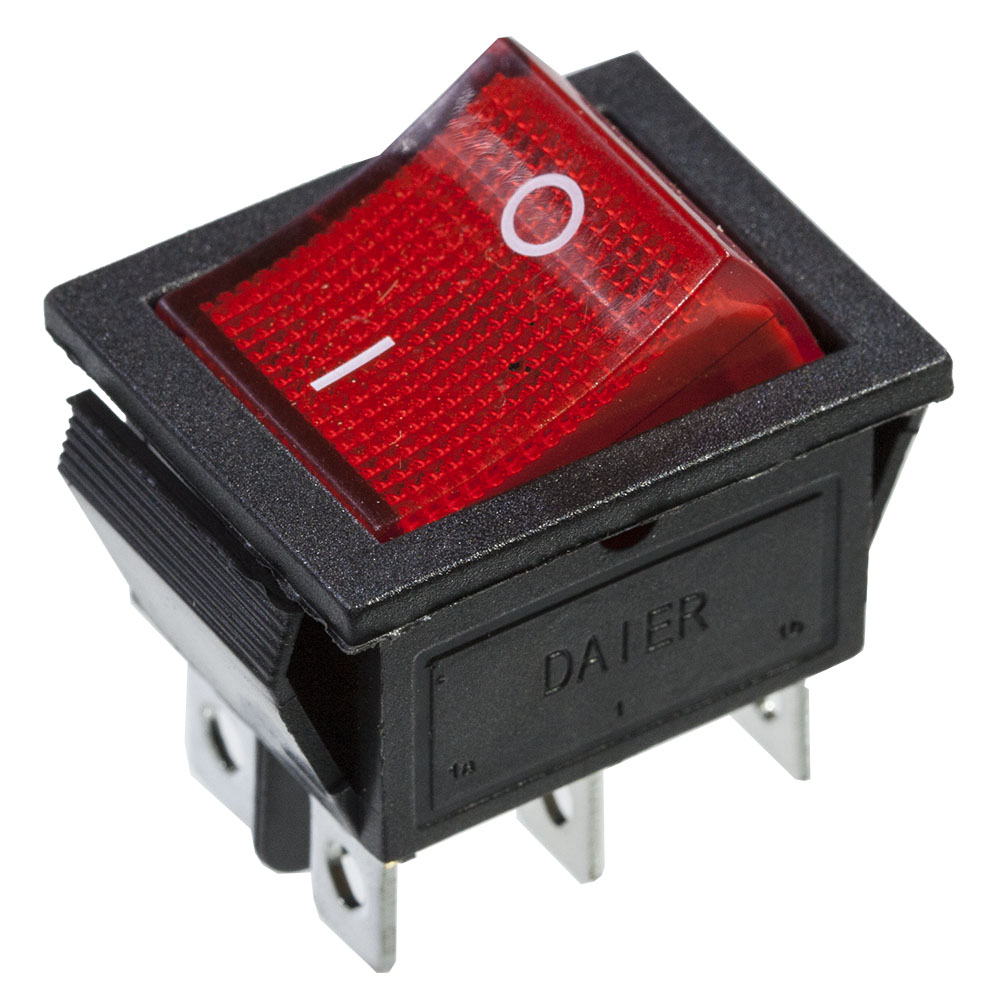Daier KCD2-202/N, переключатель красный 6 контактов 15A,220В ON-ON
