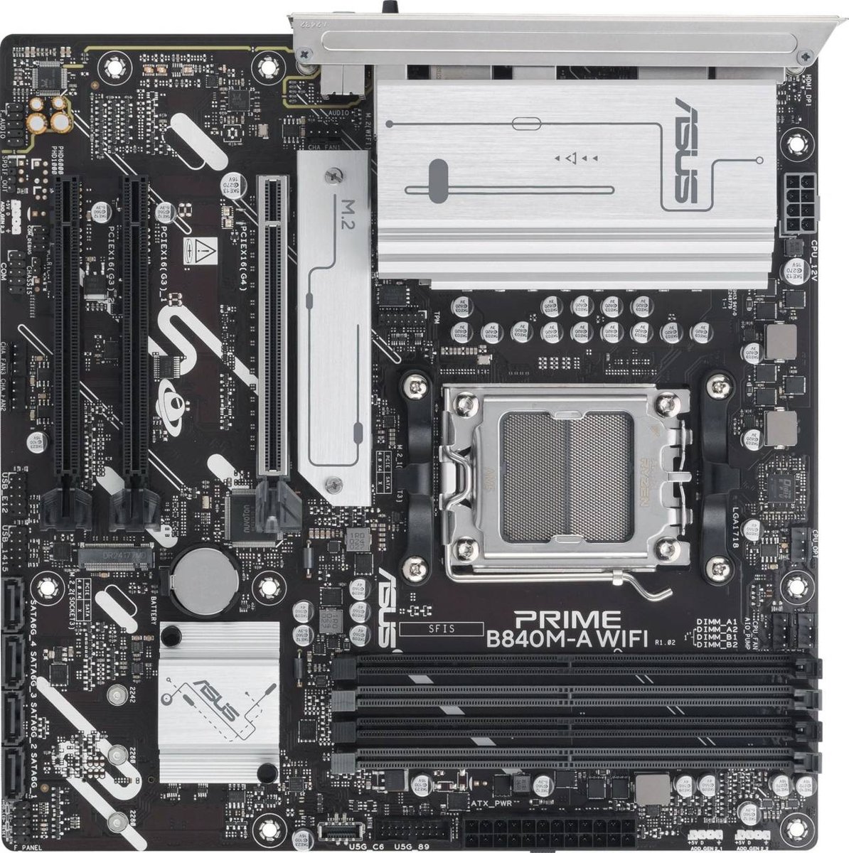 ASUS PRIME B840M-A WIFI Socket AM5 AMD B840 4xDDR5 mATX AC`97 8ch 2.5Gg RAID+HDMI+DP