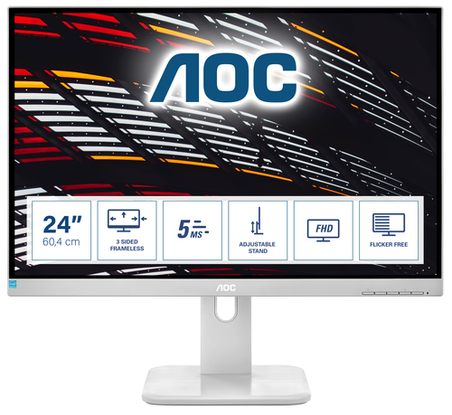 (Поврежденная упаковка)  Монитор AOC LCD 23.8'''' [16:9] 1920х1080(FHD) IPS, nonGLARE, 250cd/m2, H178°/V178°, 1000:1, 50М:1, 16.7M Color, 5ms, VGA, DVI, HDMI, DP, USB-Hub, Height adj, Pivot, Tilt, Speakers, Audio out, 3Y, Black