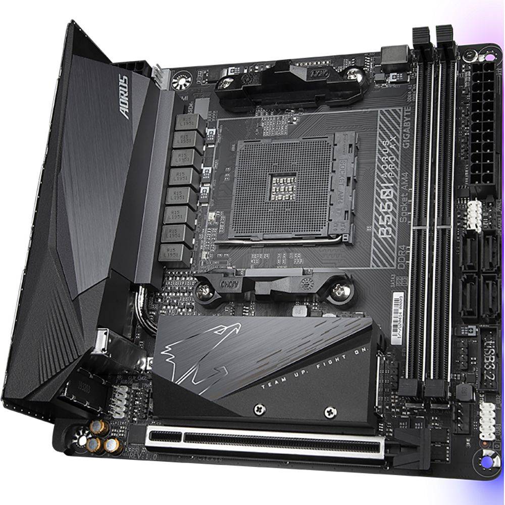 AORUS Gigabyte B550I PRO AX, Socket , AMD B550, 2xDDR4-3200, HDMI+HDMI+DP, 1xPCI-Ex16, 4xSATA3