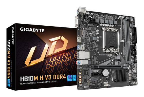 (Из ремонта, рабочий, гарантия 14 дней, OEM) Материнская плата Gigabyte H610M H V3 DDR4, LGA 1700, Intel H610, 2xDDR4, 4xSATA, 1xM.2, 1xPCIe 4.0 x16, 1xPCIe x1, 1xHDMI, 1x 1Gb LAN, 2xUSB-A 3.2 Gen 1, 4xUSB-A 2.0, 3x 3.5 мм, 7.1, mATX
