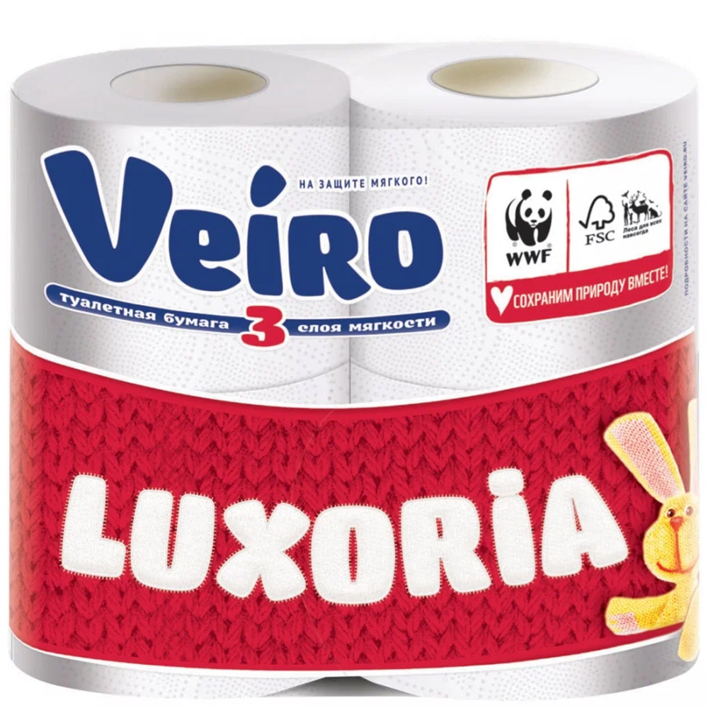 Туалетная бумага «Linia Veiro» Luxoria Трехслойная белая 4 шт.