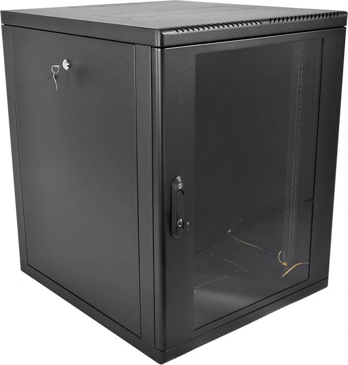 ЦМО Шкаф коммутационный  настенный 12U 600x520мм пер.дв.стекл 130кг черный 456мм 21.6кг 180град. 610мм IP20 сталь