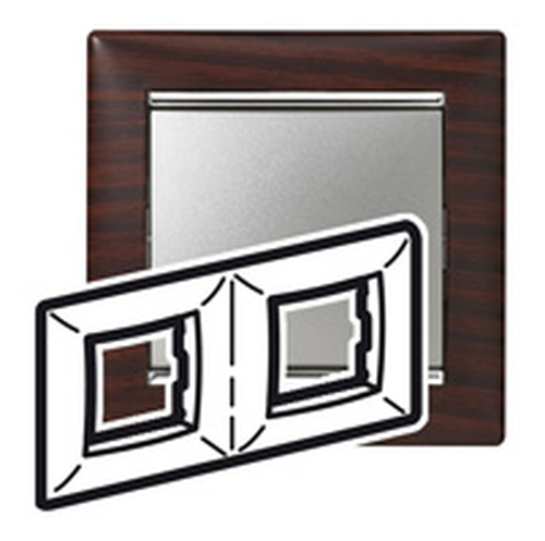 LEGRAND 770372 VALENA Рамка 2  поста  горизонтальная  темное дерево/серебро