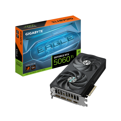 Видеокарта Gigabyte NVIDIA - GeForce RTX 5060 Ti Eagle OC, PCI-E 5.0 8x, GDDR7 8GB 128bit, 1x HDMI, 3x DP, max 7680 x 4320 (8K), 180Вт, 215мм, GV-N506TEAGLE OC-8GD