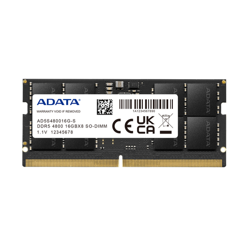 Оперативная память для ноутбука 16Gb (1x16Gb) PC5-38400 4800MHz DDR5 SO-DIMM Unbuffered CL40 ADATA AD5S480016G-S