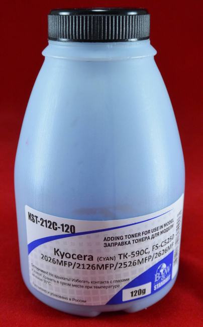 KST-212C-120 Тонер для Kyocera TK-590C, FS-C5250/2026MFP/2126MFP/2526MFP Cyan (фл. 120г)  5K  B&W  Standart Tomoegawa