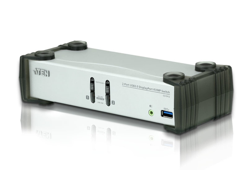 Переключатель, электрон., ATEN KVM+Audio+USB 3.0, 1 user USB+DP => 2 cpu USB+DP, со шнурами DP 2x1.5м.+USB 2х1.8м., 3840x2160 30Hz, настол., исп.стандарт.шнуры, без OSD, некаскад., (DisplayPort ver 1.1)