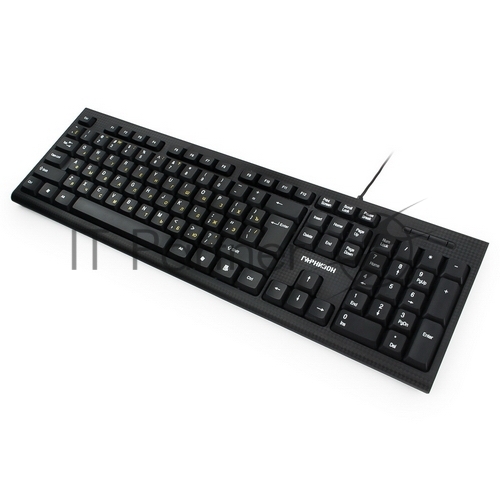 Клавиатура проводная Гарнизон GK-120, USB, черный, поверхность- карбон