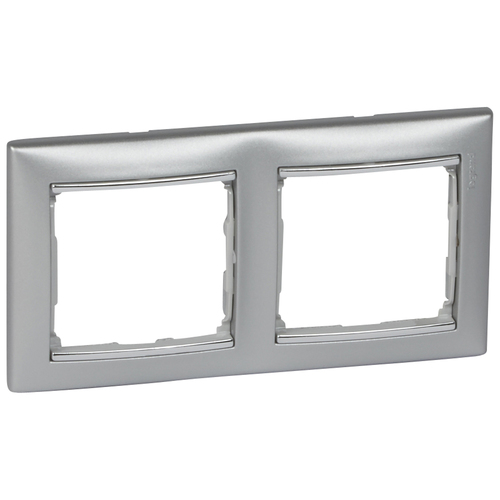 Рамка Legrand 770352 Valena CLASSIC - 2 поста,  алюминий/серебряный  штрих