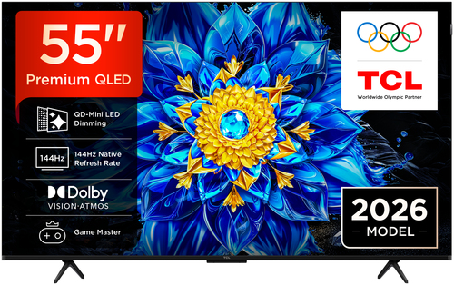 Телевизор QLED TCL 55" 55P8L (2026) Premium черный 4K Ultra HD 144Hz MEMC DVB-T DVB-T2 DVB-C DVB-S DVB-S2 USB WiFi Smart TV