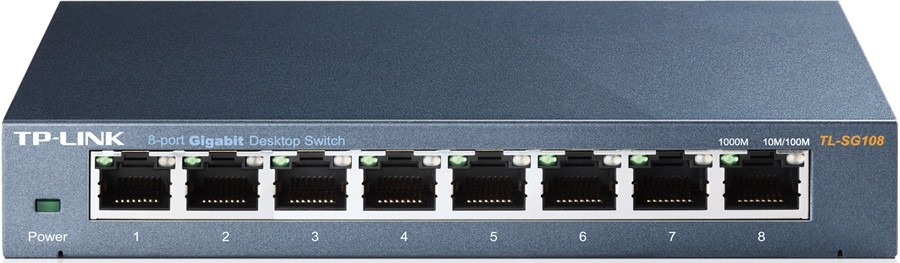 Коммутатор TP-LINK TL-SG108, 8×1GbE, настольный