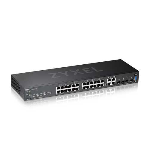 Коммутатор Управляемый ZyXEL - NebulaFlex Pro GS2220-28, Layer 2, 24-1GbE, 4-combo-1GbE, SNMP, telnet, Web, CLI, в стойку, чёрный, GS2220-28-EU0101F