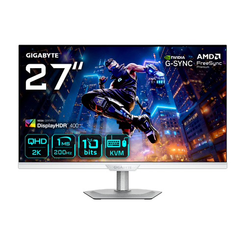 LCD Gigabyte 27" M27Q2 ICE EK White {IPS 2560x1440 200Hz 0.5ms 350cd 1000:1 178/178 Quantum Dot FreeSync HDR VESA DisplayHDR 400 3xUSB3.2 USB Type-C (18W) 2xHDMI 2.0 DisplayPort 1.4 Pivot HAS антиб