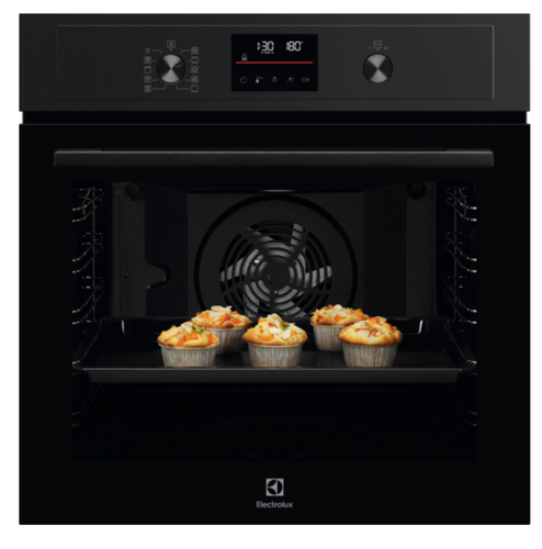 Встраиваемые электрические духовки ELECTROLUX/ Электрический духовой шкаф  с конвекцией, приготовление на пару, объем 72 л, автопрограммы, очистка пиролитическая, 3 стекла в дверце, направляющие проволочные + телескопические (1 уровень), термощуп