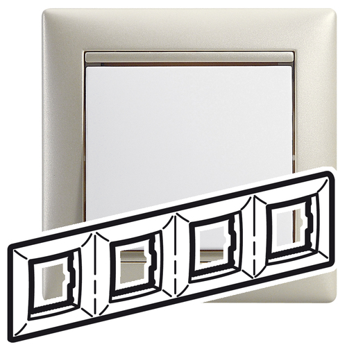 Рамка Legrand 770474 Valena CLASSIC - 4 поста, вертикальный  и горизонтальный, жемчужный