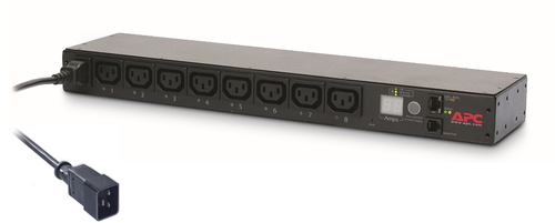 Распределитель питания APC by SE - Rack PDU Switched, 16A, in (200V / 208V / 230V 1xIEC-320 C20), out (208V / 230V 8xIEC-C320 C13), 2.5 м, Горизонтальный, 1U, AP7921B