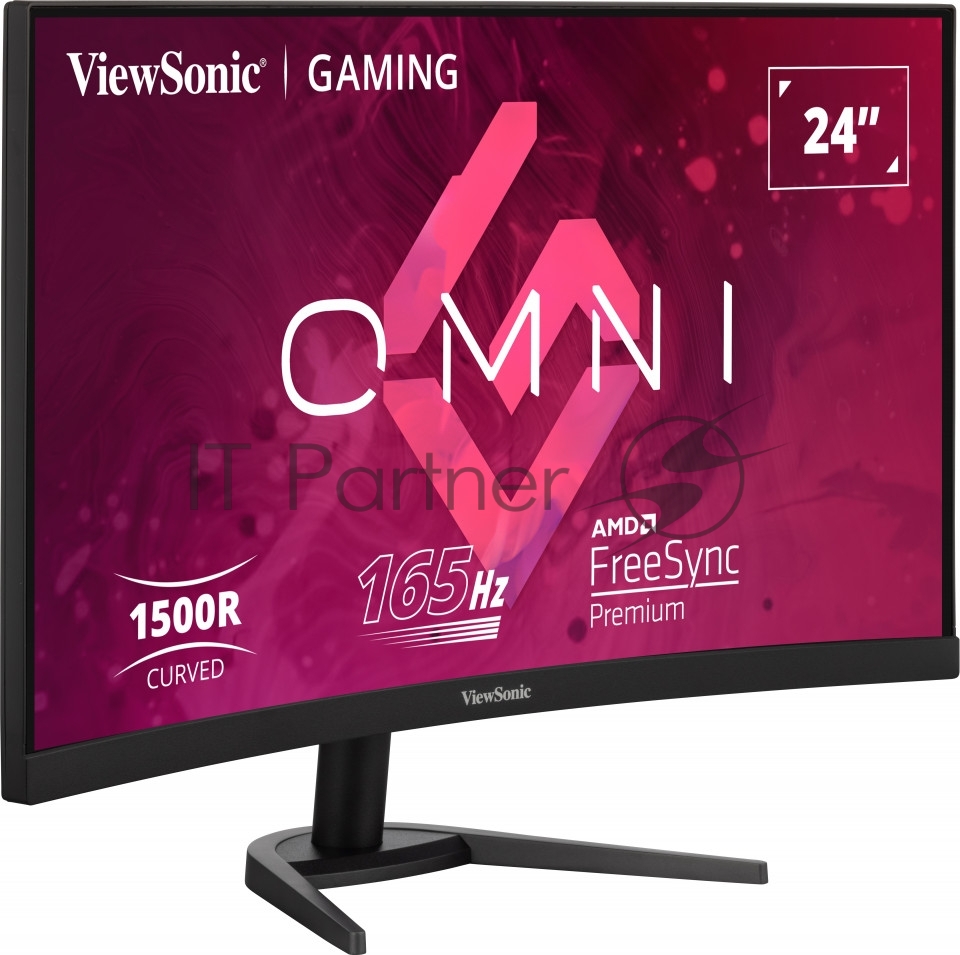 Монитор 23.6" Viewsonic VX2468-PC-MHD VA 1920x1080, 165 Гц, 1 мс, 16:9, 250 кд/м2, 2xHDMI, 1xDP, выход на наушники, изогнутый, черный
