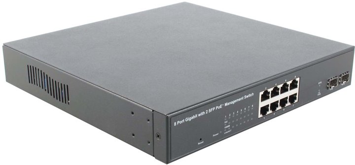 MultiCo (EW-P5082IW) Управляемый коммутатор (8UTP 10,100,1000Mbps PoE  +2Combo 1000BASE-T,SFP)