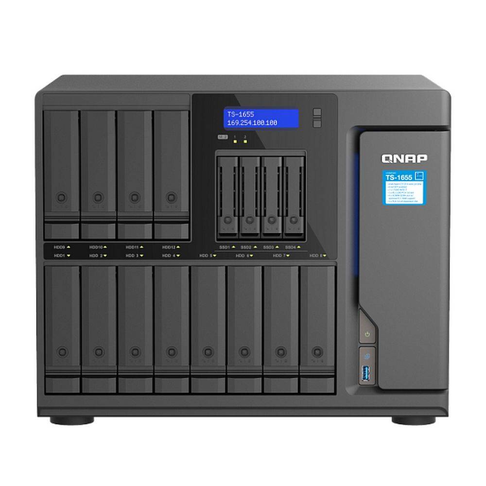 СХД QNAP TS-1655-8G, 16-Bay, Intel Atom C5125, 8ГБ DDR4, 2×2.5GbE
