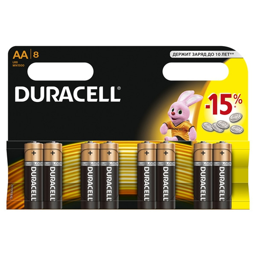 Батарейка AA/ Батарейка Duracell Basic LR6 AA BL8 Alkaline 1.5V (8/96/32832) (8 шт.)