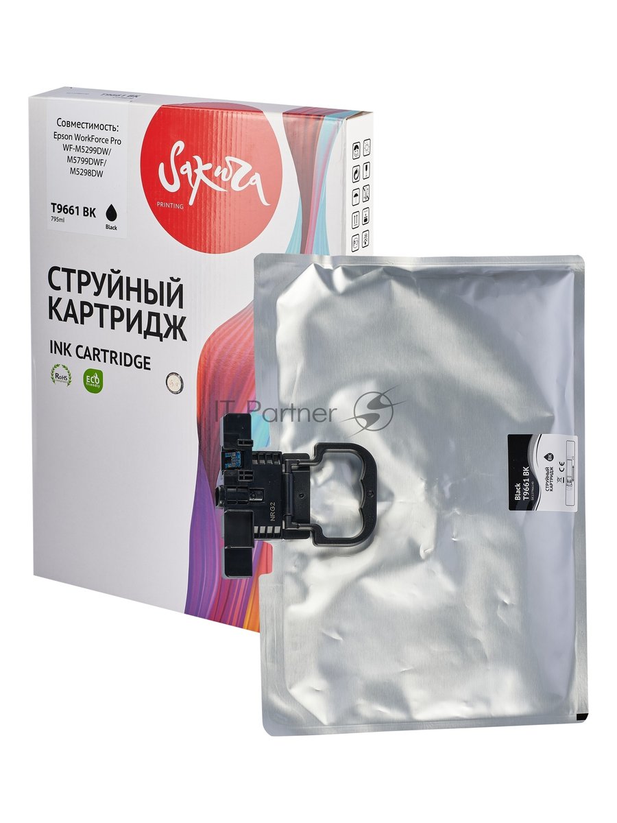 Контейнер с чернилами Sakura C13T966140 (T9661 BK) для Epson, черный, 795 мл., 40000 к.