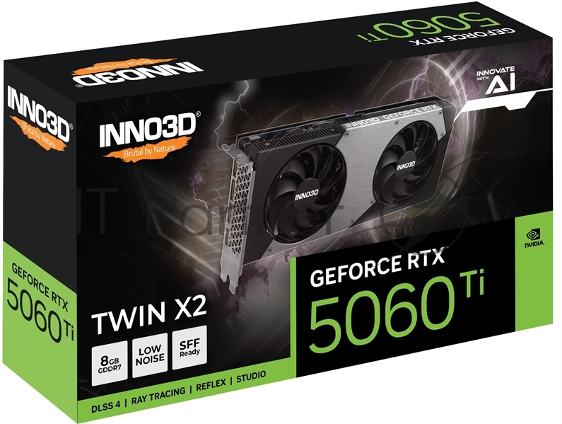 Видеокарта Inno3D GeForce RTX 5060 Ti TWIN X2, 8 GB GDDR7, 128 bit, 3xDisplayPort, HDMI, GPU 2407 MHz