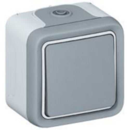 Legrand 069711 PLEXO Переключатель одноклавишный 10А наружный серый  IP55 (69711) (069711)
